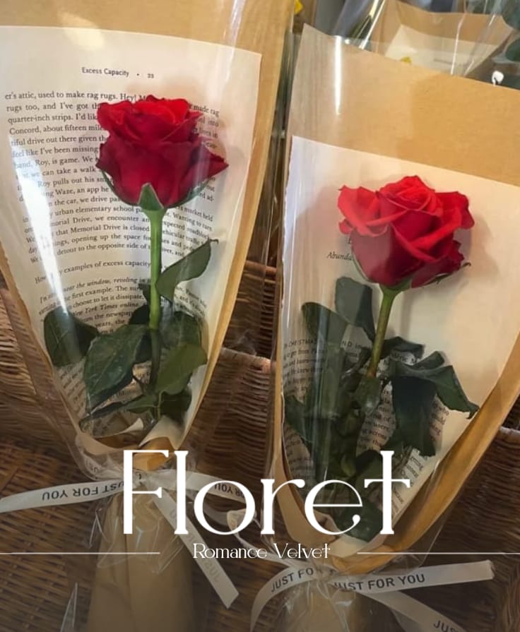 Romance Velvet — Crimson roses, hushed in champagne paper