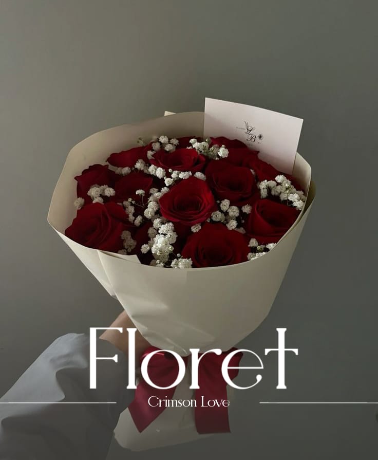 Crimson Love — Red roses kissed by snow-white stars