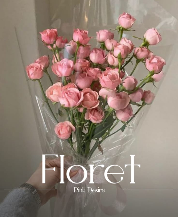 Pink Desire — A blush cloud of spray roses in crystal wrap