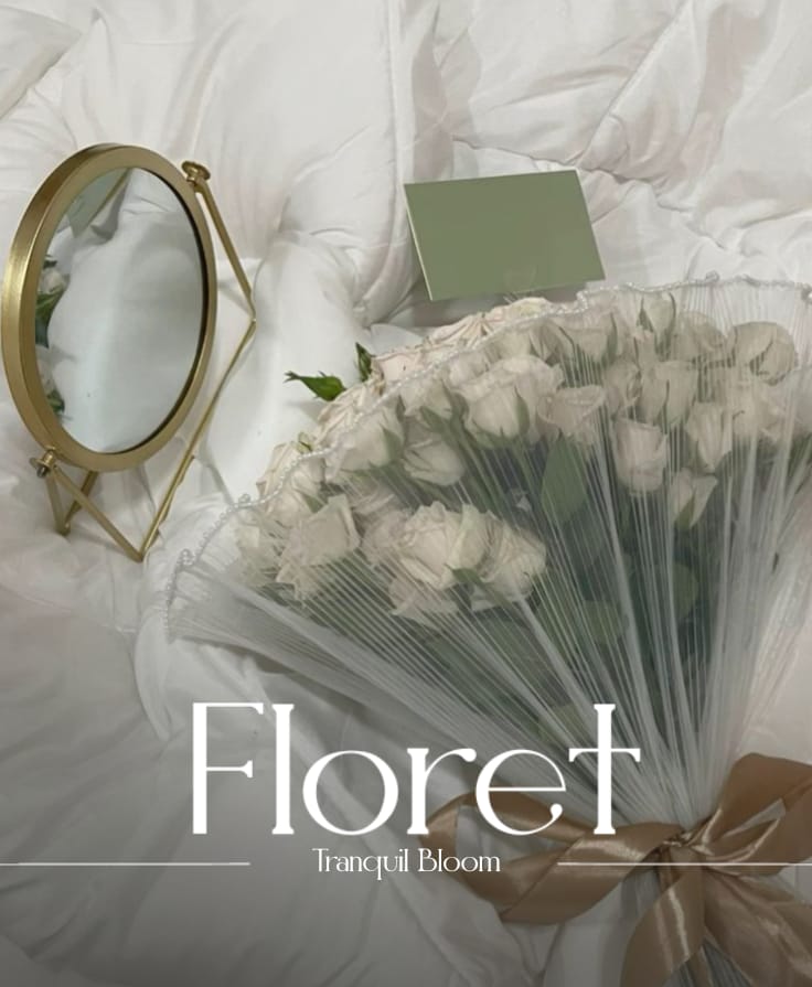 Tranquil Bloom — A hundred tiny white roses, hushed under sheer veil