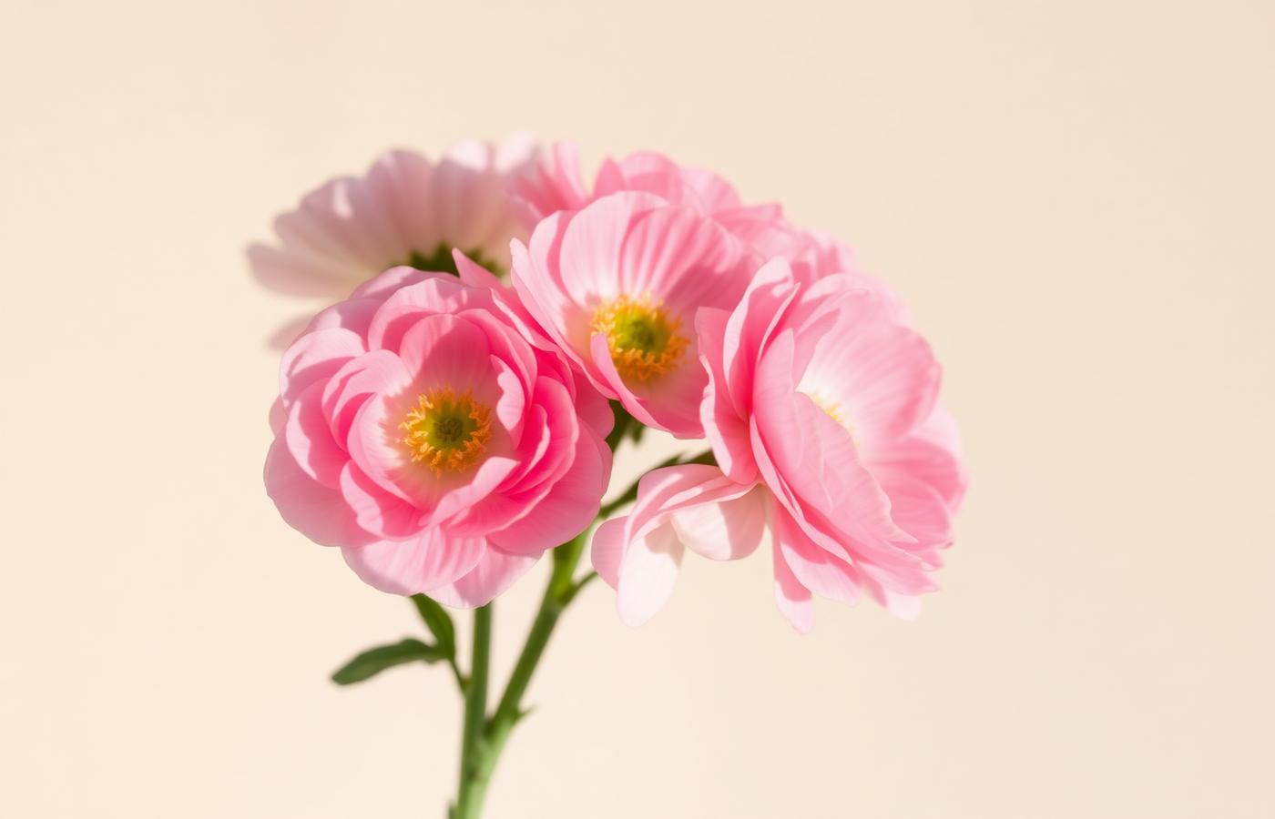 A field of ranunculus in soft morning light